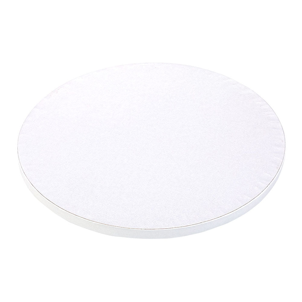 Pastry Tek Round White Cardboard Cake Drum Board - Covered Edge - 10" x 10" x 1/2" - 1 count box