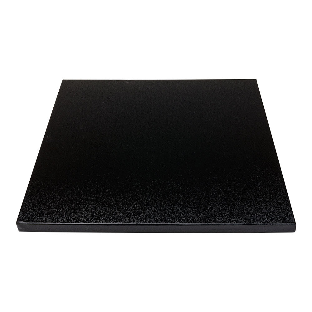 Pastry Tek Square Black Cardboard Cake Drum Board - Covered Edge - 10" x 10" x 1/2" - 1 count box