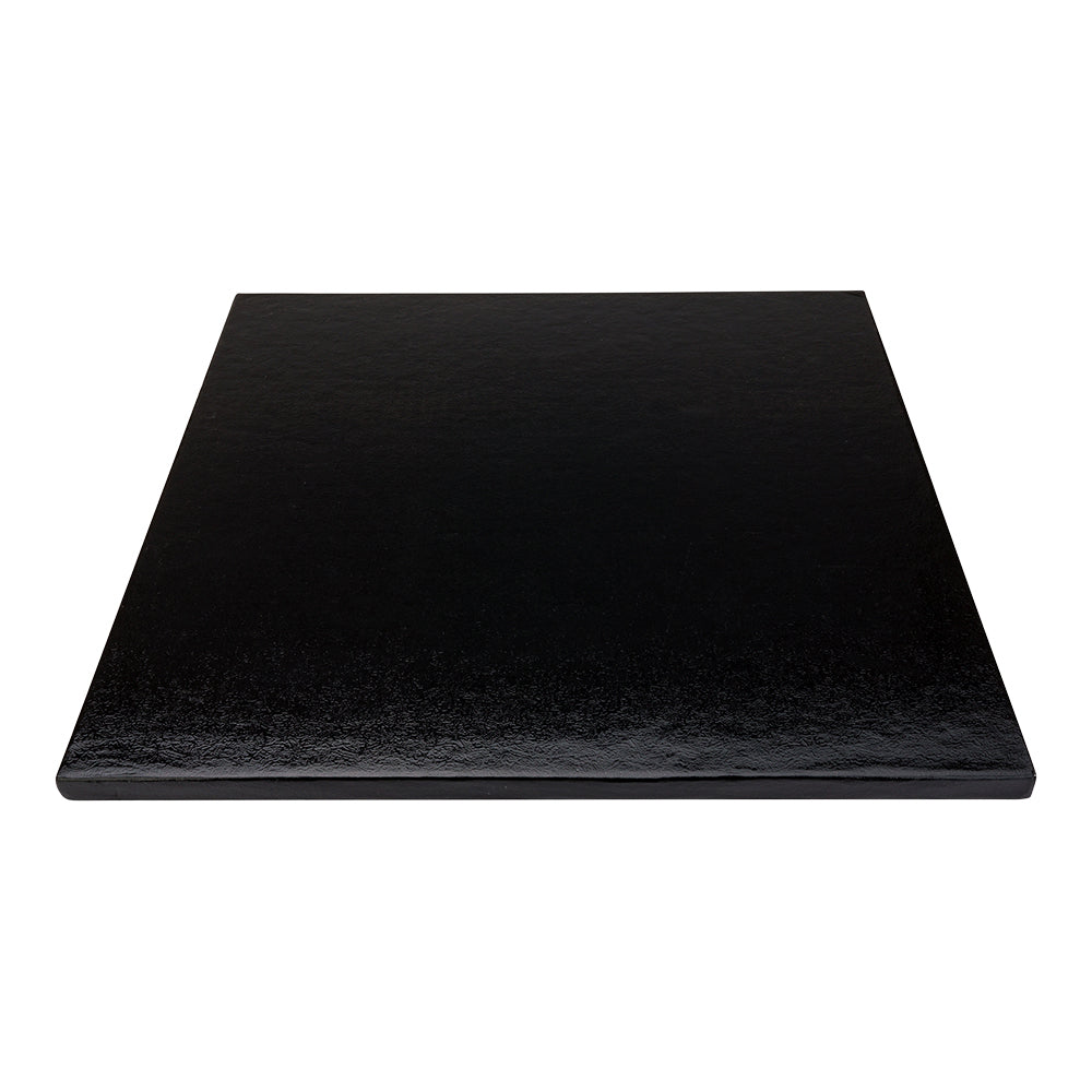 Pastry Tek Square Black Cardboard Cake Drum Board - Covered Edge - 12" x 12" x 1/2" - 1 count box