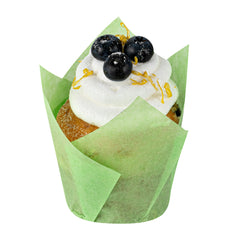 Panificio 4 oz Green Paper Tulip Baking Cup - Greaseproof - 3 1/2