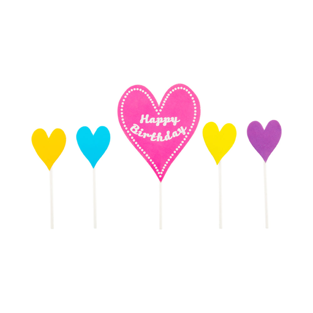 Top Cake Assorted Paper Happy Birthday Cake Topper - 6 1/4" x 3" - 10 pieces