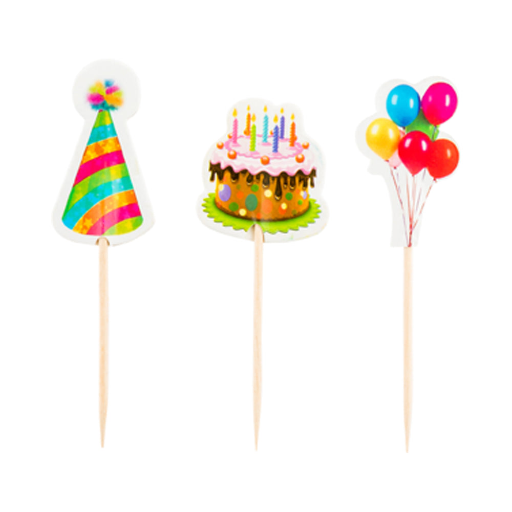 Top Cake Assorted Paper Birthday Cake Topper - 3 1/2" x 1 1/4" - 24 pieces