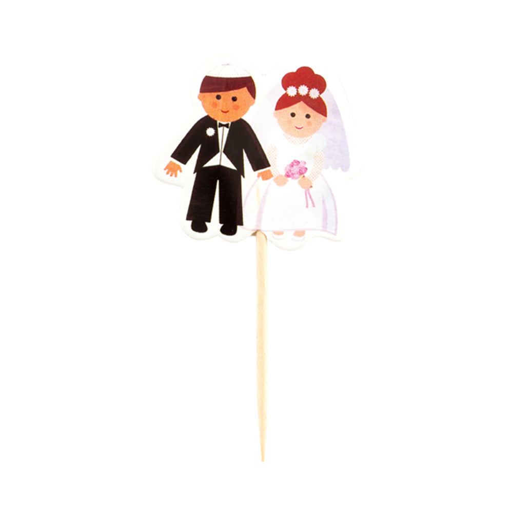 Top Cake Assorted Paper Wedding Cake Topper - Jewish Bride and Groom - 3 1/4" x 1 1/2" - 100 count box