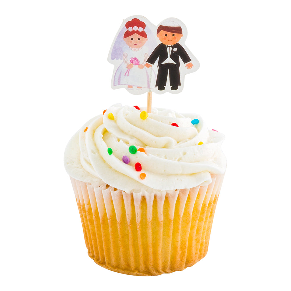 Top Cake Assorted Paper Wedding Cake Topper - Jewish Bride and Groom - 3 1/4" x 1 1/2" - 100 count box