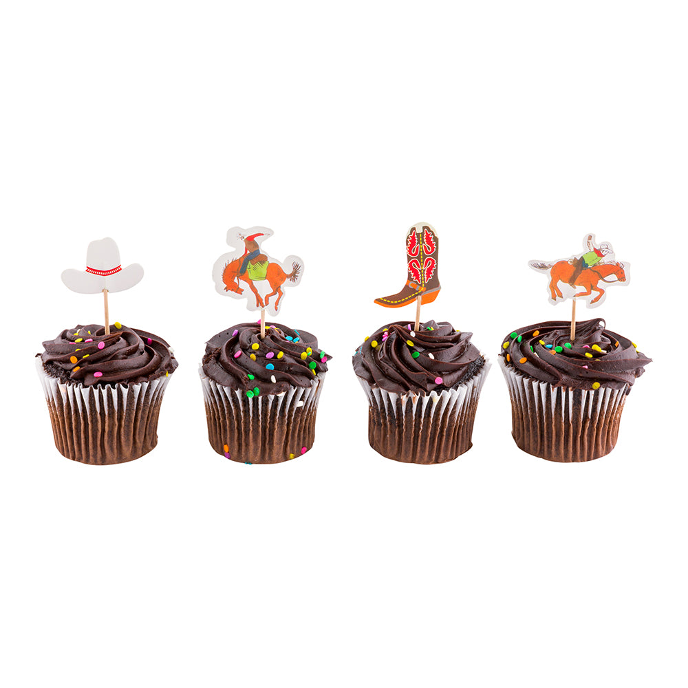 Top Cake Assorted Paper Western Cowboy Cake Topper - 3 1/4" x 1 1/2" - 24 pieces