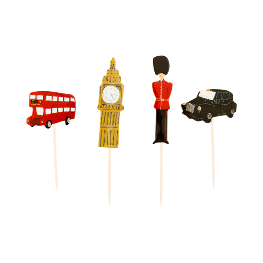 Top Cake Assorted Paper London Big Ben Cake Topper - 4 1/4" x 1 1/2" - 24 pieces