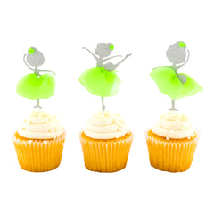 Top Cake Green Paper Ballerina Cake Topper - Glitter, Neon Green Tutu - 5