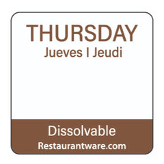 RW Smart Brown Paper Weekly Thursday Food Rotation Label - Dissolvable, Trilingual - 1