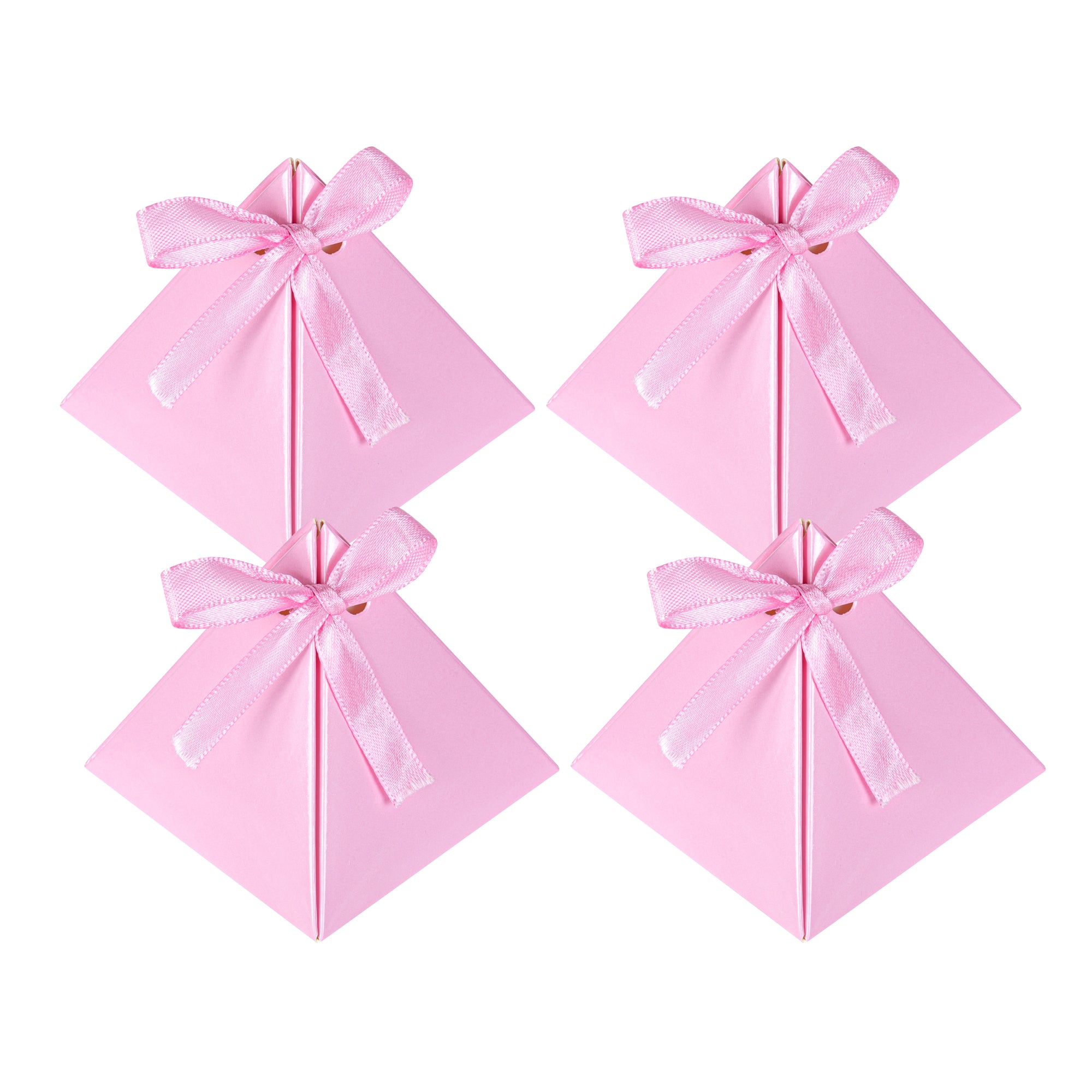 Pastry Tek Pink Pyramid Paper Candy and Gift Box - 3" x 3" x 3" - 100 count box