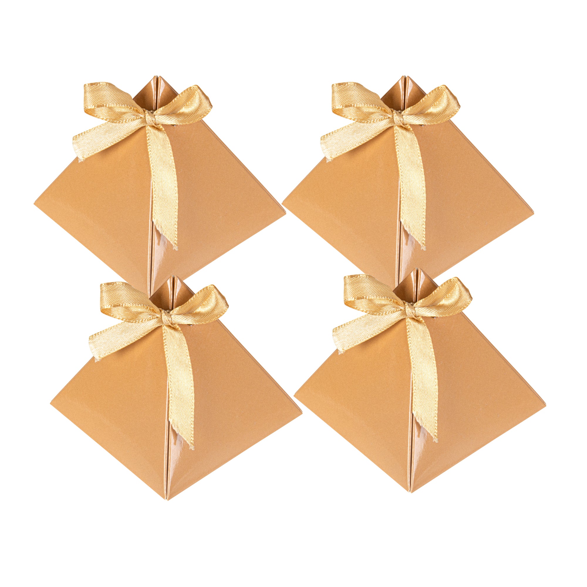 Pastry Tek Brown Pyramid Paper Candy and Gift Box - 3" x 3" x 3" - 100 count box