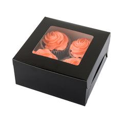 Cafe Vision Square Black Cupcake Window Box - Fits 4 - 6 1/4