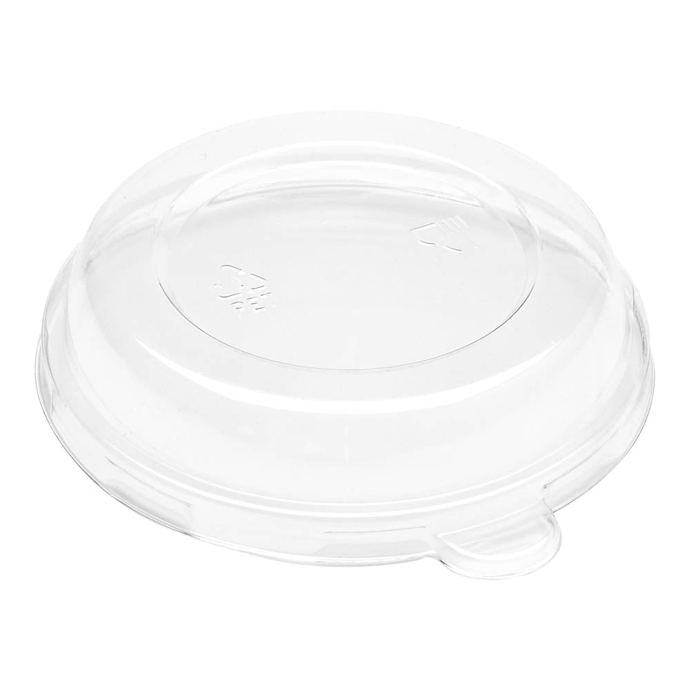 Pulp Tek Round Clear Plastic Dome Lid - Fits 8 oz Bagasse Salad Bowl - 100 count box