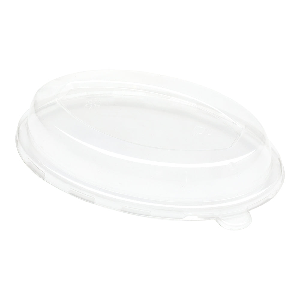 Pulp Tek Oval Clear Plastic Dome Lid - Fits 18 oz Oval Bagasse Salad Plate - 100 count box