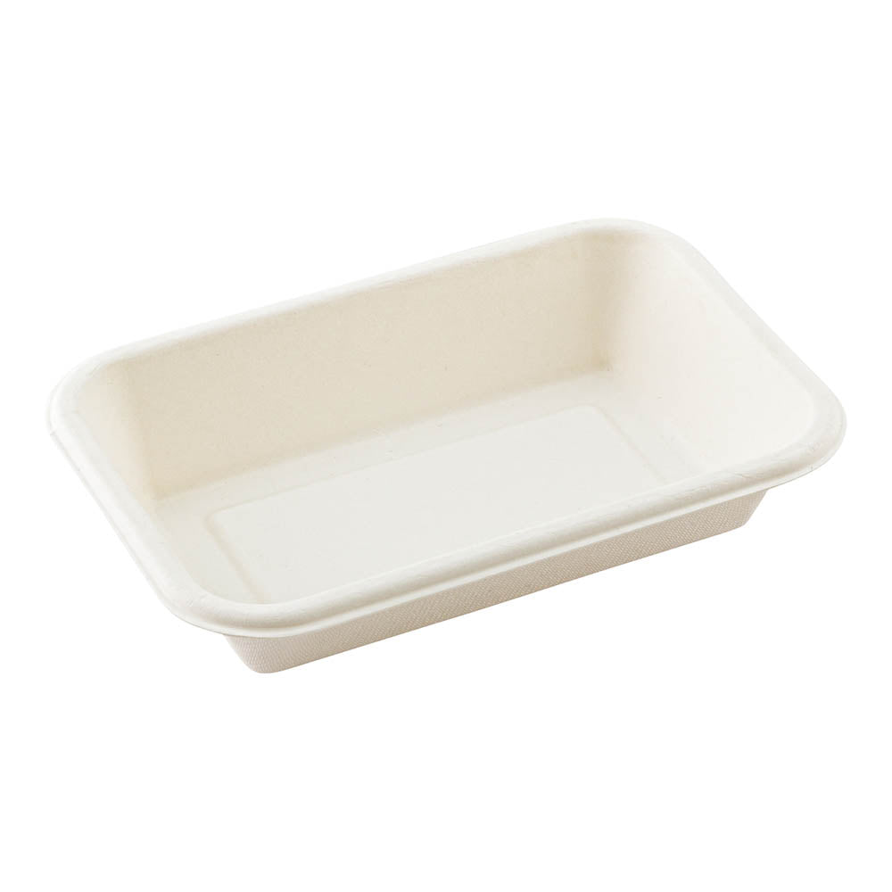 Pulp Tek 16 oz Rectangle White Sugarcane / Bagasse Container - 7" x 4 1/2" x 1 1/2" - 100 count box