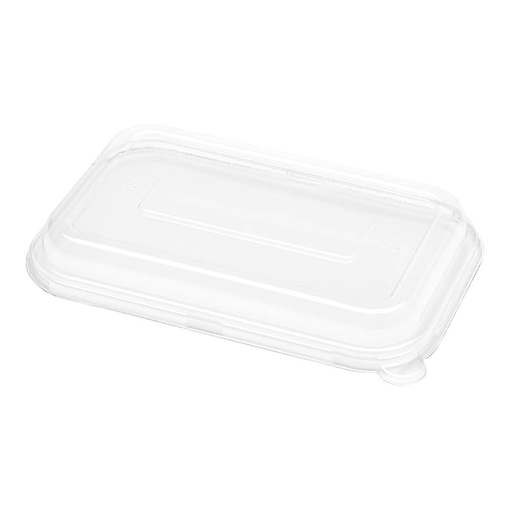 Pulp Tek Rectangle Clear Plastic Dome Lid - Fits 24 and 32 oz Bagasse Container - 100 count box