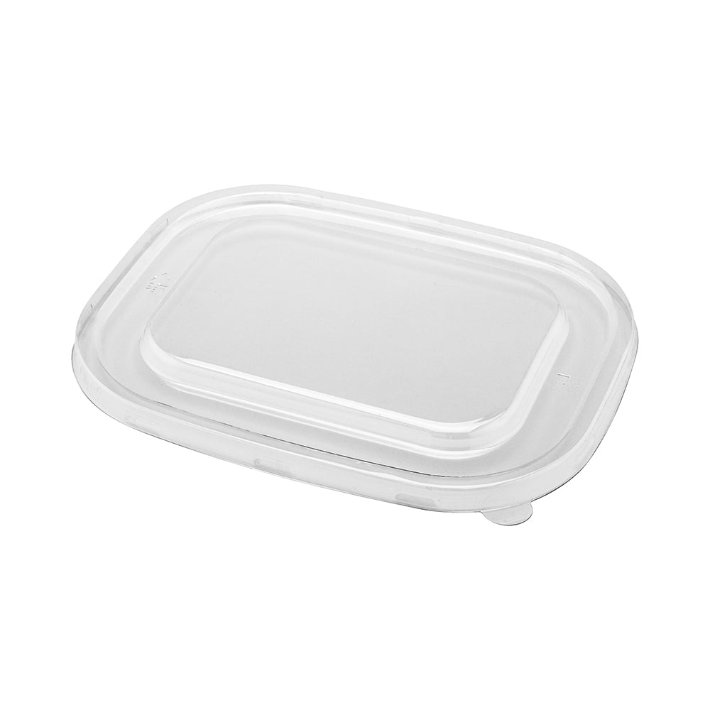 Pulp Tek Rectangle Clear Plastic Flat Lid - Fits 48 and 60 oz Bagasse Container - 100 count box