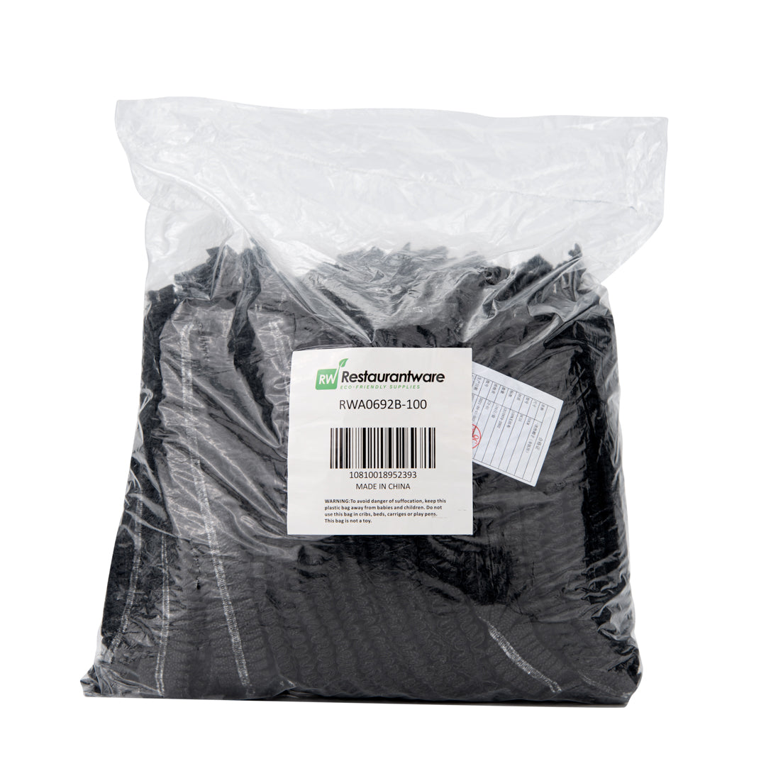 Clean Tek Professional Black Disposable Bouffant Cap Hair Net - 21" - 1000 count box