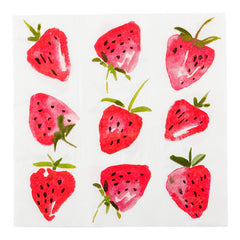 White Paper Luncheon Napkin - Strawberry Watercolor - 13