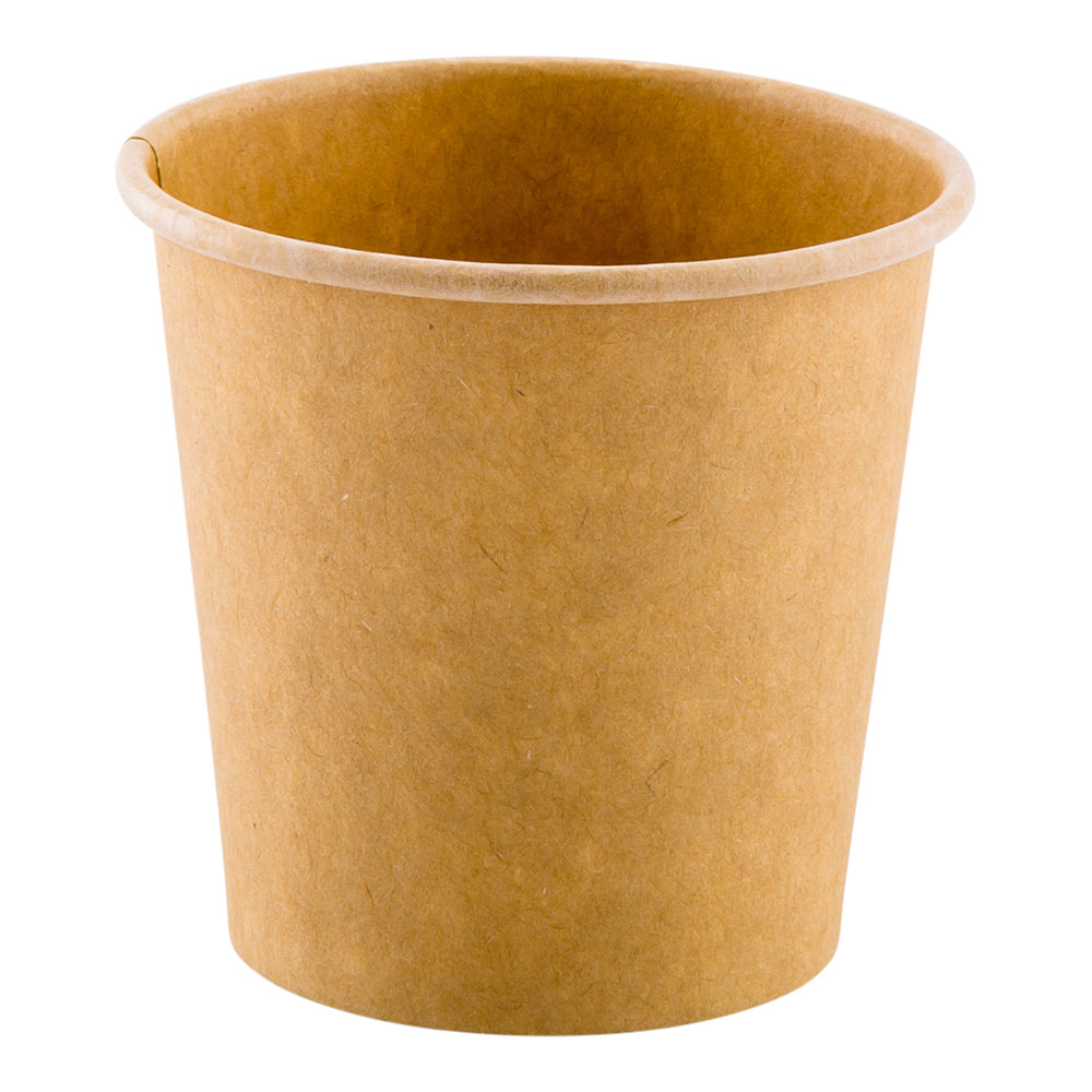 RW Base 4 oz Natural Unbleached Paper Coffee Cup - Single Wall - 2 1/2" x 2 1/2" x 2 1/2" - 1000 count box