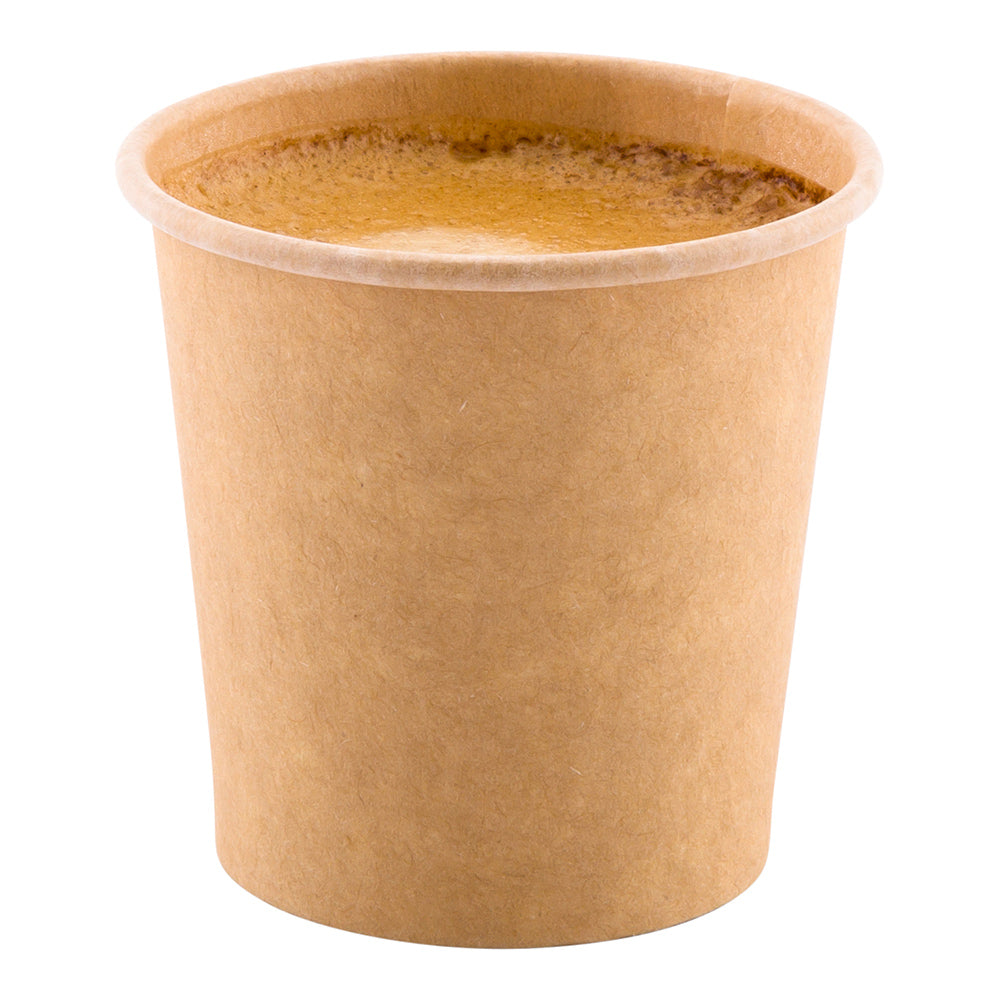 RW Base 4 oz Natural Unbleached Paper Coffee Cup - Single Wall - 2 1/2" x 2 1/2" x 2 1/2" - 1000 count box