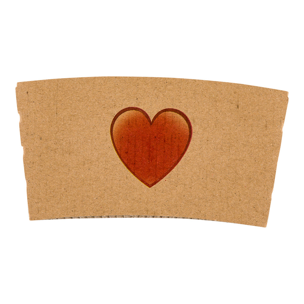 Restpresso Kraft Paper Heart Emoji Coffee Cup Sleeve - Fits 12 / 16 / 20 oz Cups - 1000 count box