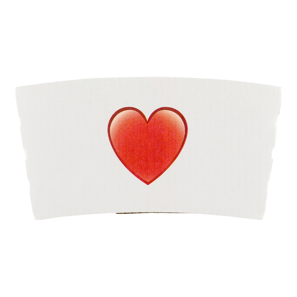 Restpresso White Paper Heart Emoji Coffee Cup Sleeve - Fits 12 / 16 / 20 oz Cups - 1000 count box