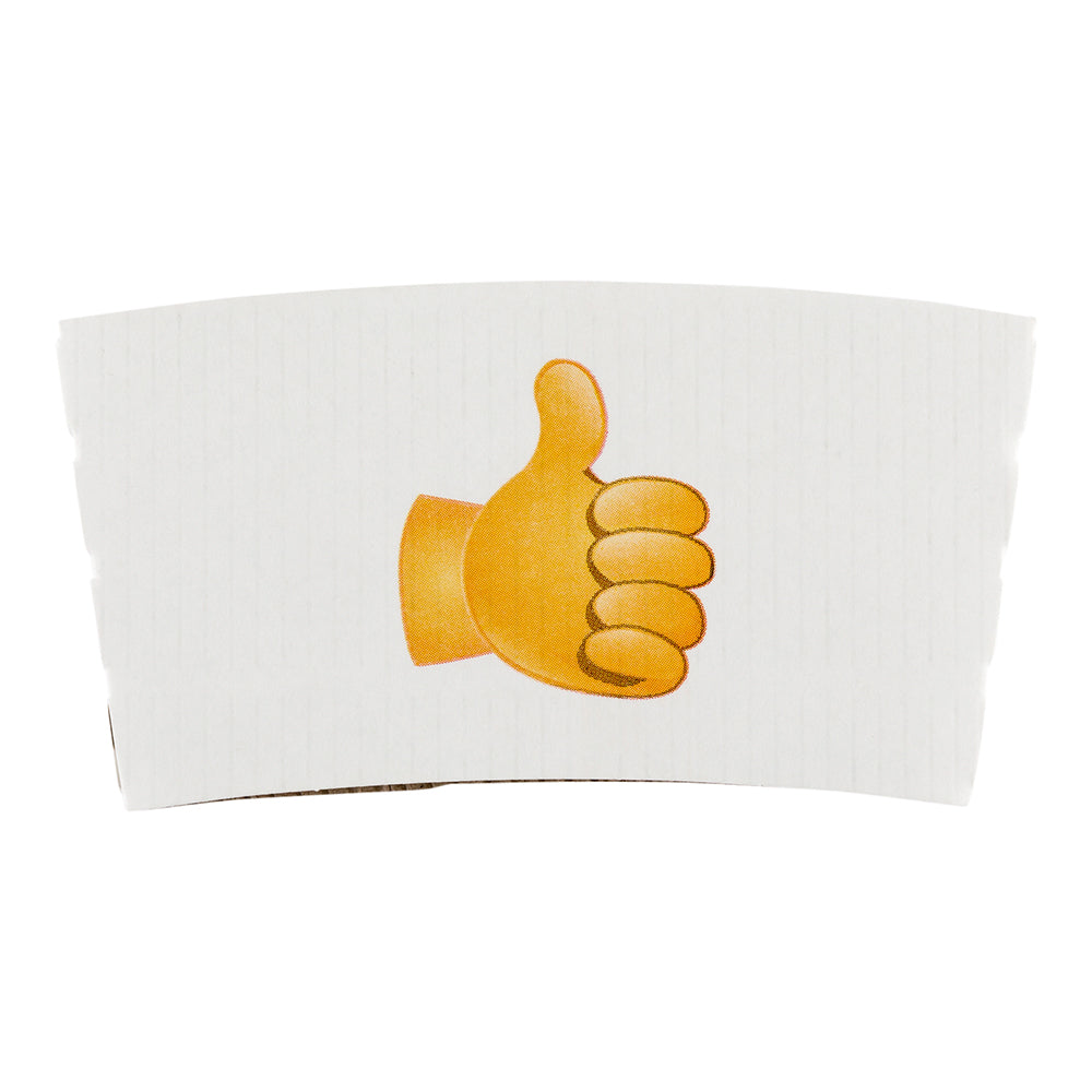 Restpresso White Paper Thumbs Up Emoji Coffee Cup Sleeve - Fits 12 / 16 / 20 oz Cups - 1000 count box