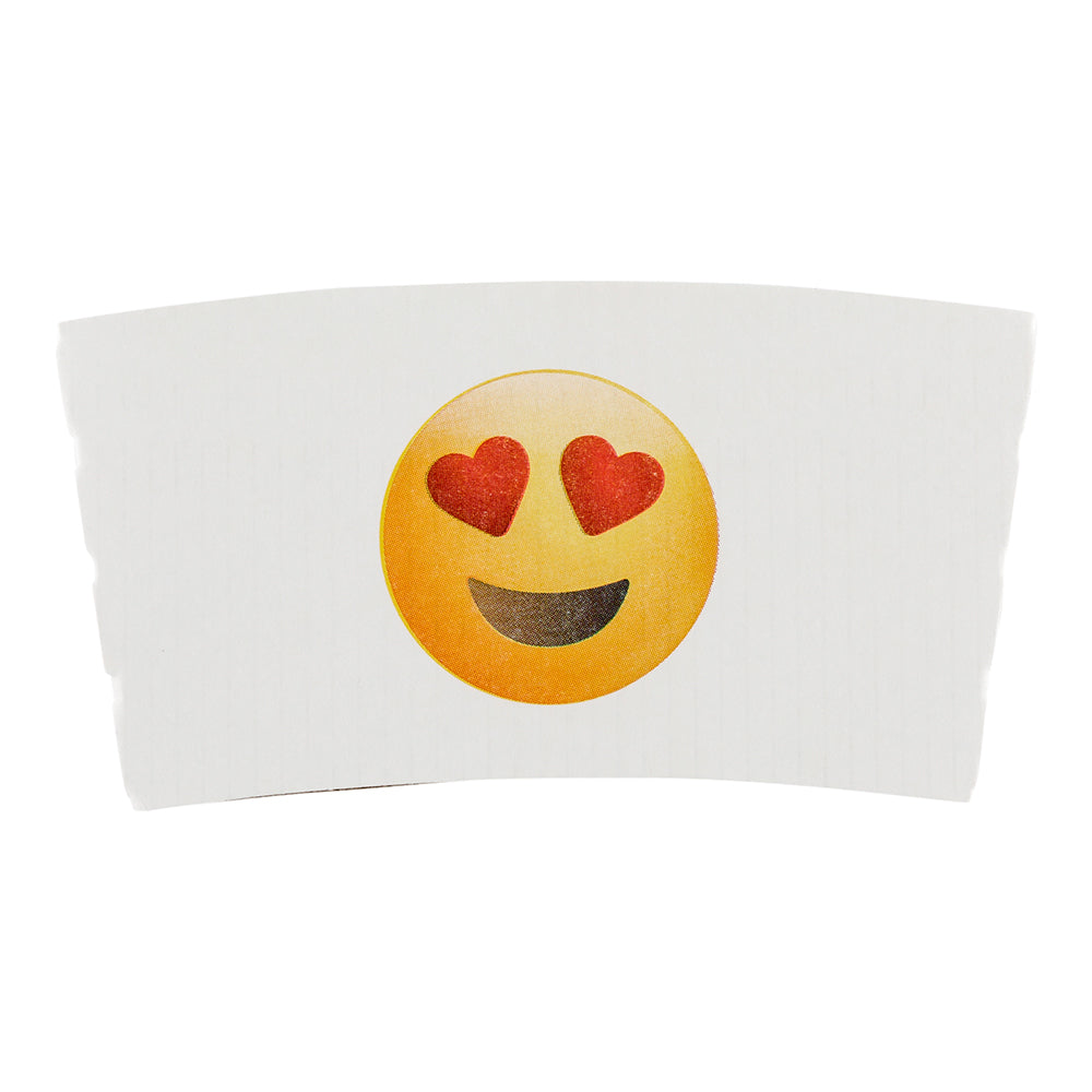 Restpresso White Paper Heart Eyes Emoji Coffee Cup Sleeve - Fits 12 / 16 / 20 oz Cups - 1000 count box