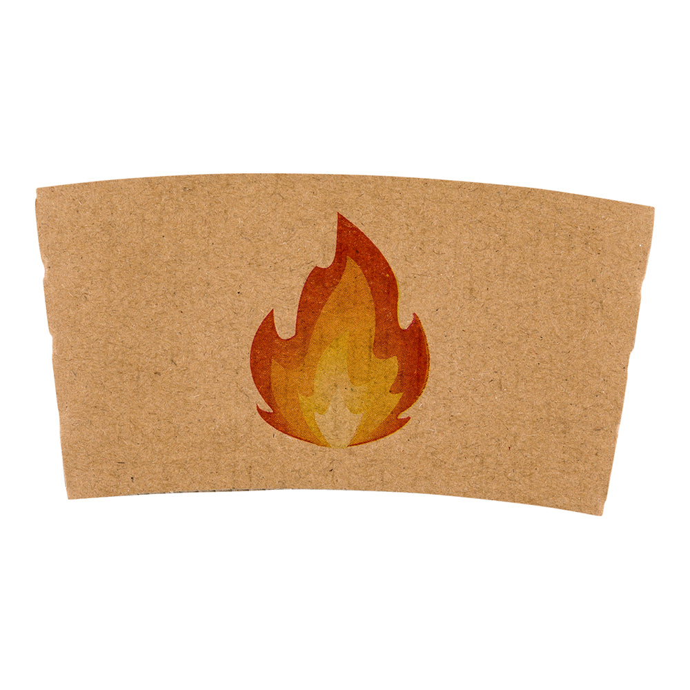 Restpresso Kraft Paper Fire Emoji Coffee Cup Sleeve - Fits 12 / 16 / 20 oz Cups - 1000 count box