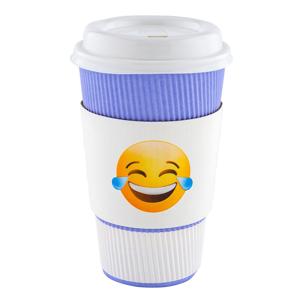 Restpresso White Paper Crying Laughing Emoji Coffee Cup Sleeve - Fits 12 / 16 / 20 oz Cups - 1000 count box