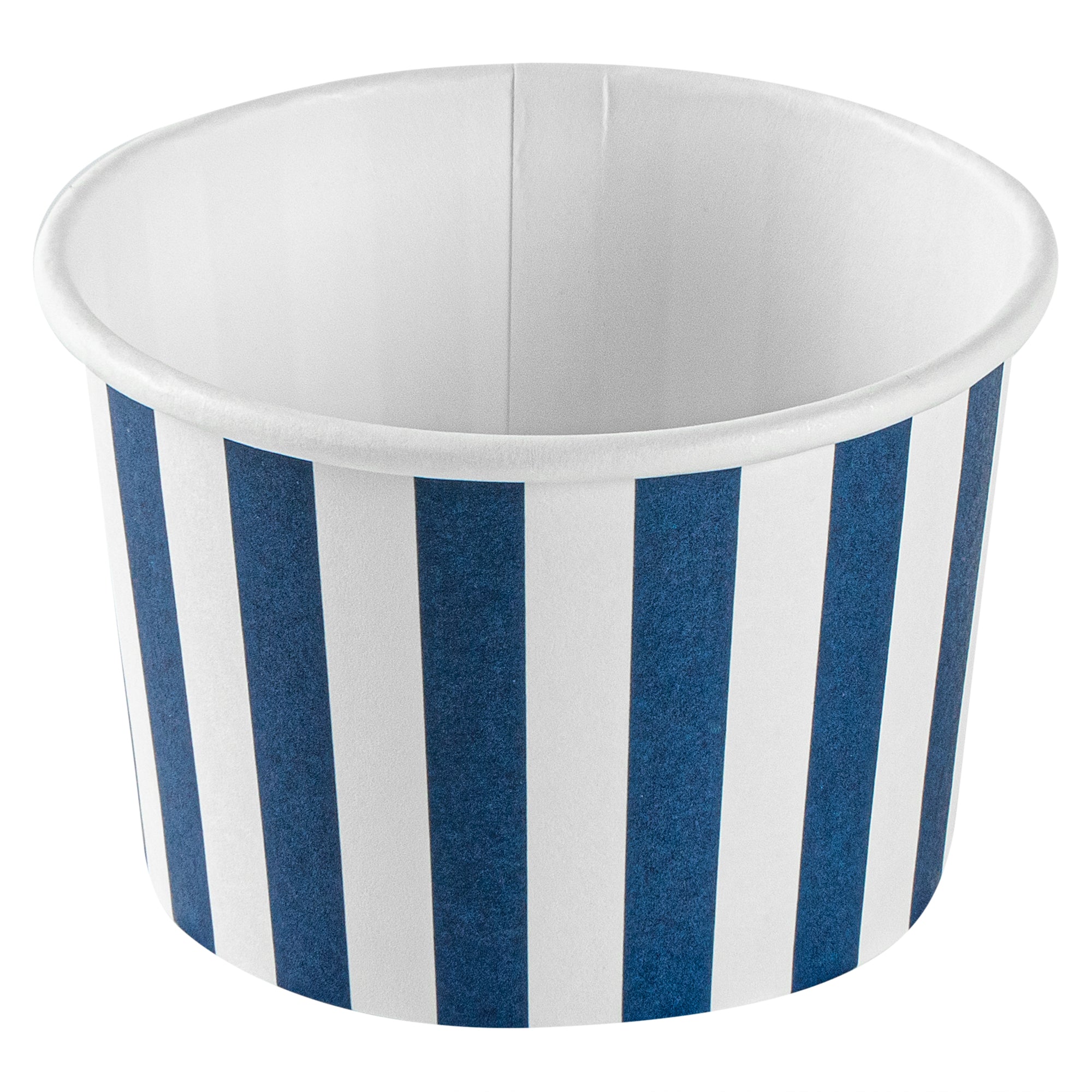 Coppetta 4 oz Round Blue and White Stripe Paper To Go Cup - 3" x 3" x 2 1/2" - 200 count box