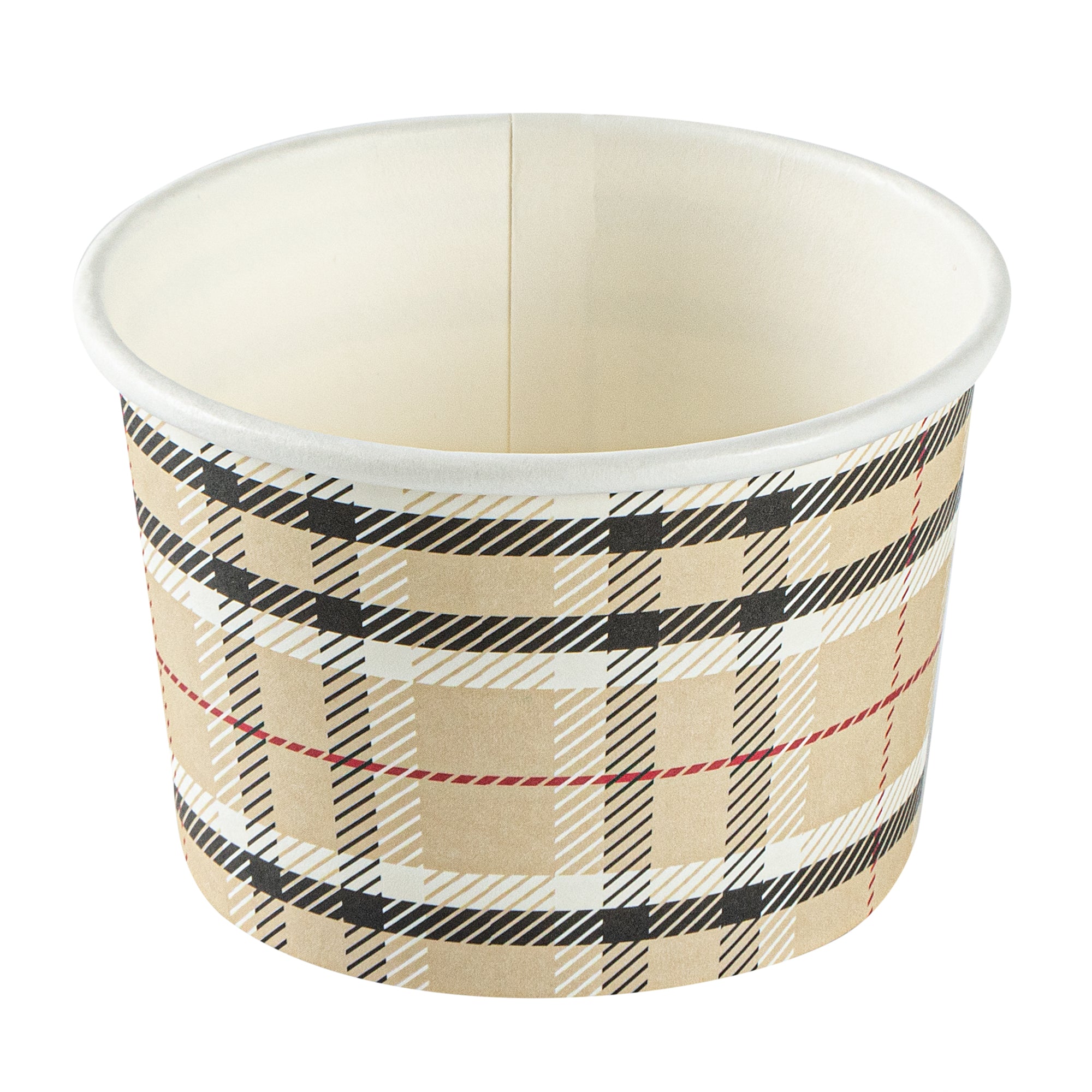 Coppetta 4 oz Round Plaid Paper To Go Cup - 3" x 3" x 2 1/2" - 200 count box