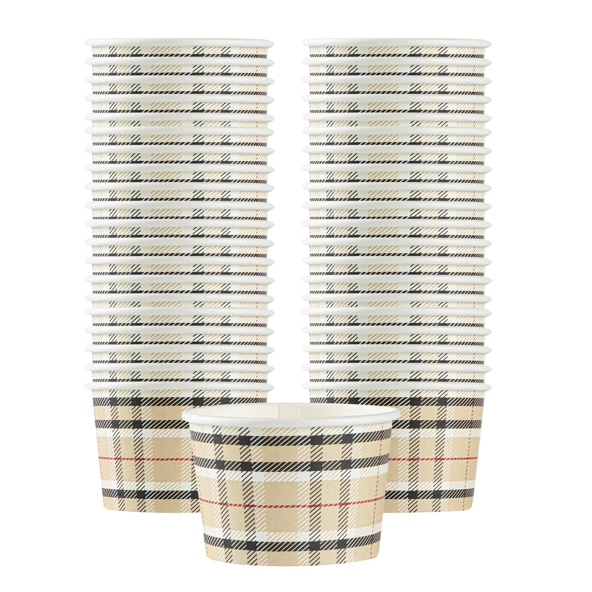 Coppetta 4 oz Round Plaid Paper To Go Cup - 3" x 3" x 2 1/2" - 200 count box