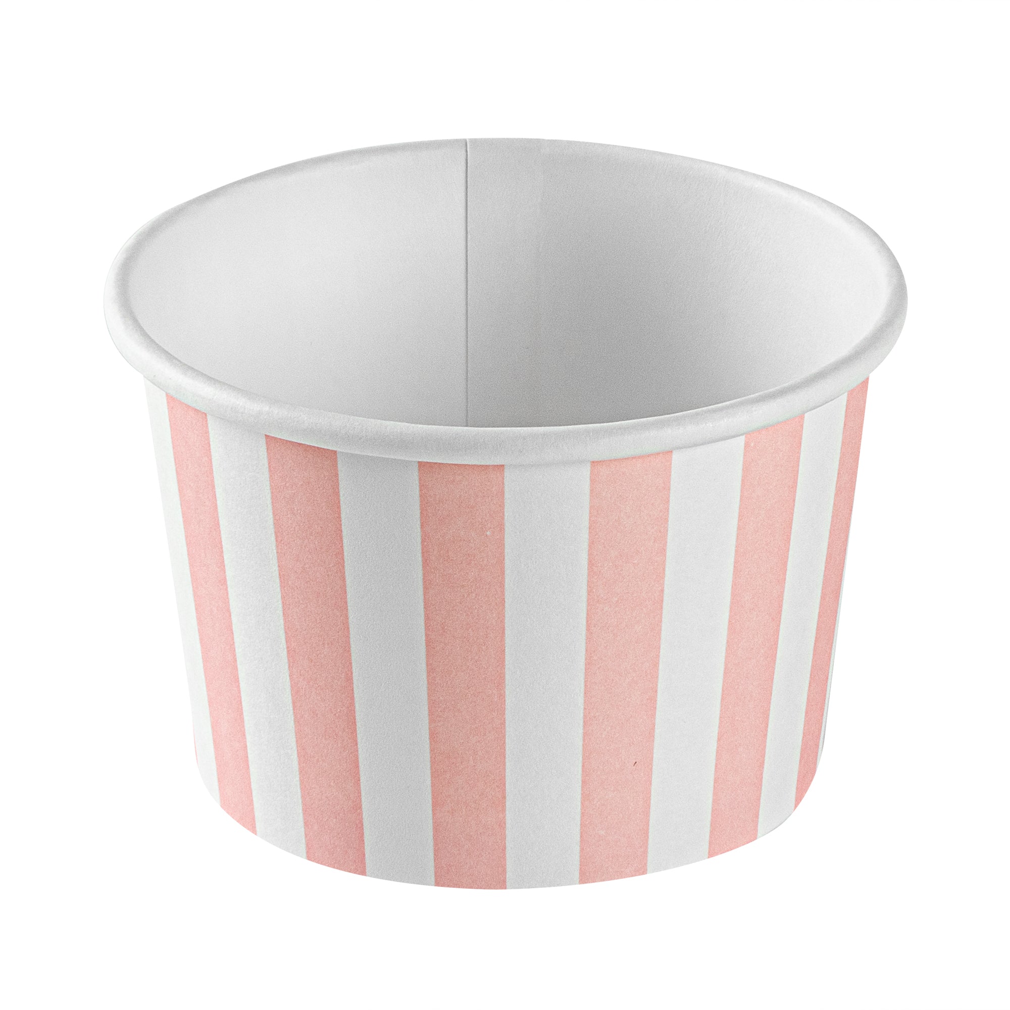 Coppetta 4 oz Round Pink and White Stripe Paper To Go Cup - 3" x 3" x 2 1/2" - 200 count box