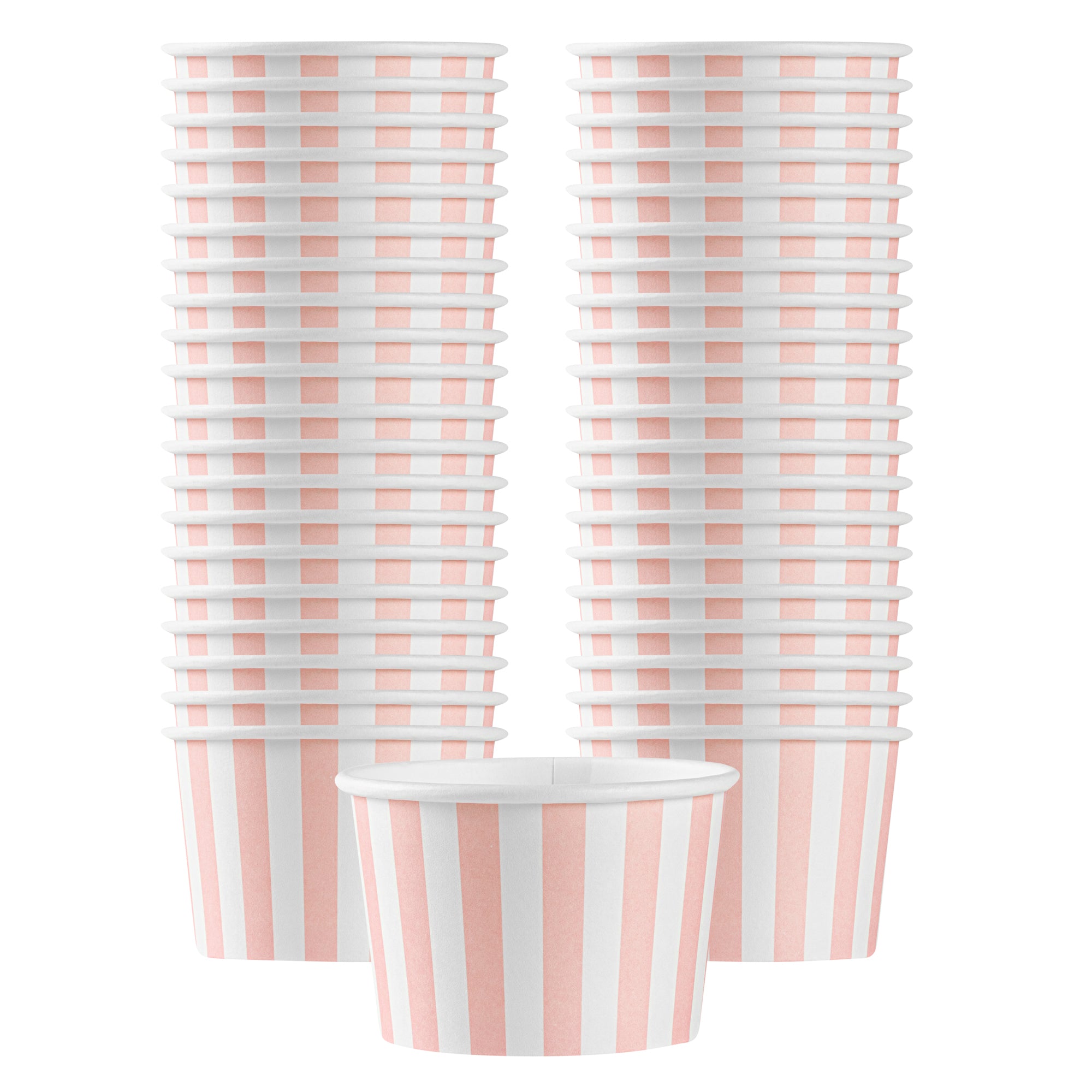 Coppetta 4 oz Round Pink and White Stripe Paper To Go Cup - 3" x 3" x 2 1/2" - 200 count box