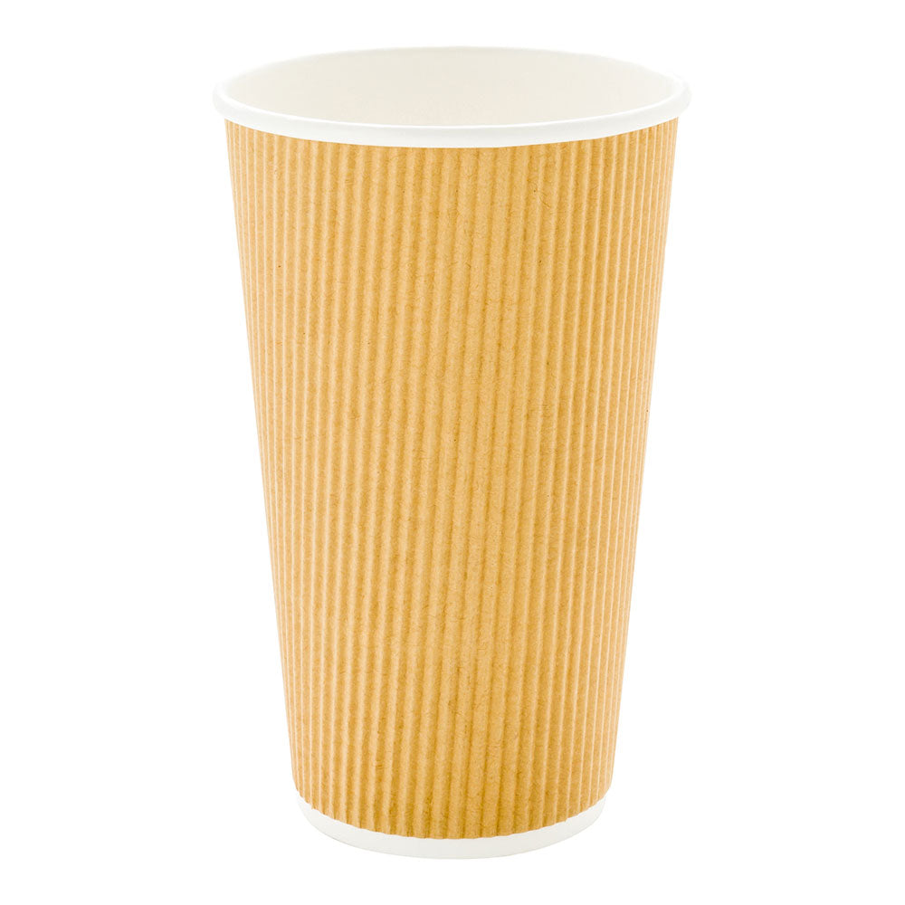 20 oz Kraft Paper Coffee Cup - Ripple Wall - 3 1/2" x 3 1/2" x 6 1/4" - 250 count box