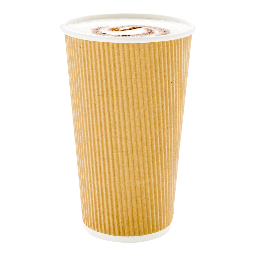 20 oz Kraft Paper Coffee Cup - Ripple Wall - 3 1/2" x 3 1/2" x 6 1/4" - 250 count box