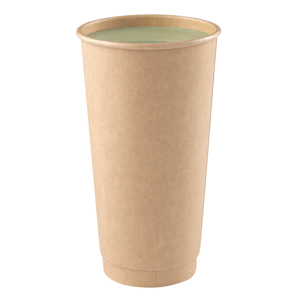 RW Base 20 oz Natural Paper Unbleached Coffee Cup - Single Wall - 3 1/2" x 3 1/2" x 6 1/4" - 250 count box