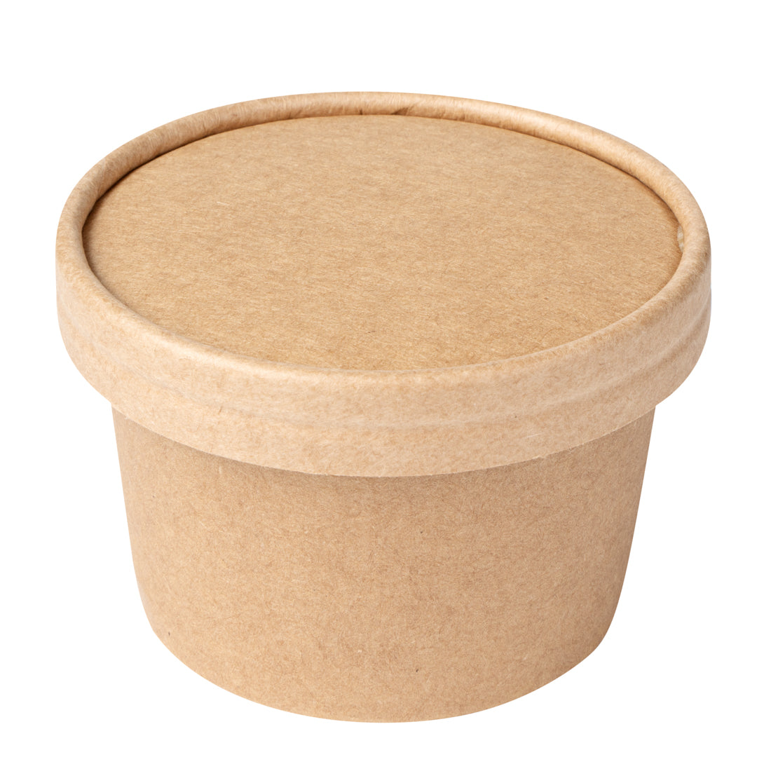 Coppetta Round Kraft Paper To Go Cup Lid - Fits 5 oz - 3 1/2" x 3 1/2" x 1/2" - 200 count box