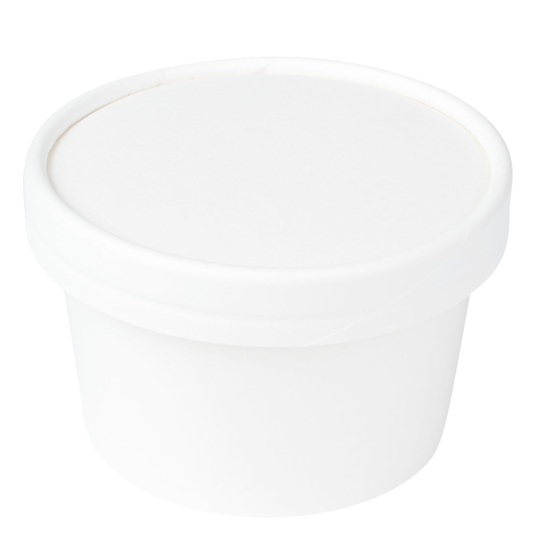 Coppetta Round White Paper To Go Cup Lid - Fits 5 oz - 3 1/2" x 3 1/2" x 1/2" - 200 count box