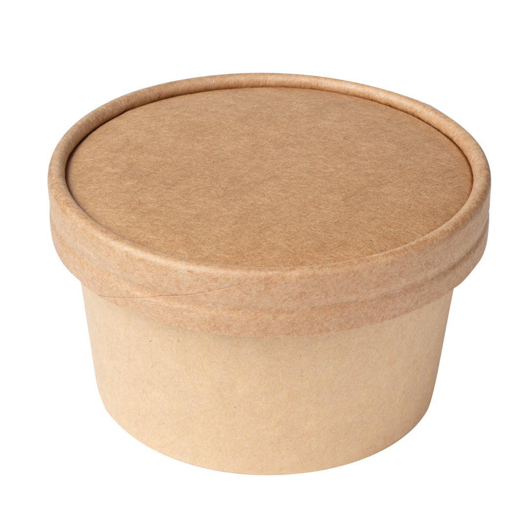 Coppetta Round Kraft Paper To Go Cup Lid - Fits 8 oz - 3 3/4" x 3 3/4" x 1/2" - 200 count box