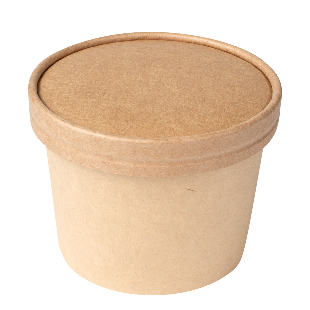 Coppetta Round Kraft Paper To Go Cup Lid - Fits 12 oz - 4" x 4" x 1/2" - 200 count box