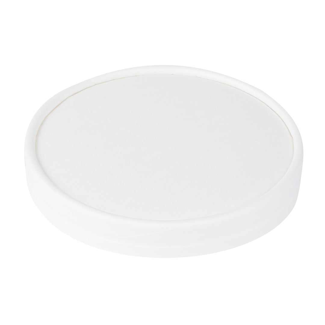 Coppetta Round White Paper To Go Cup Lid - Fits 12 oz - 200 count box