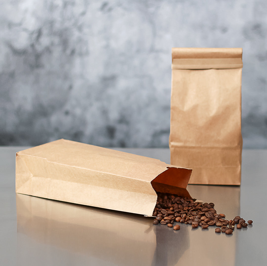 Bag Tek Kraft Paper Bakery / Coffee Tin Tie Bag - 4 3/4" x 2 1/2" x 9 3/4" - 100 count box