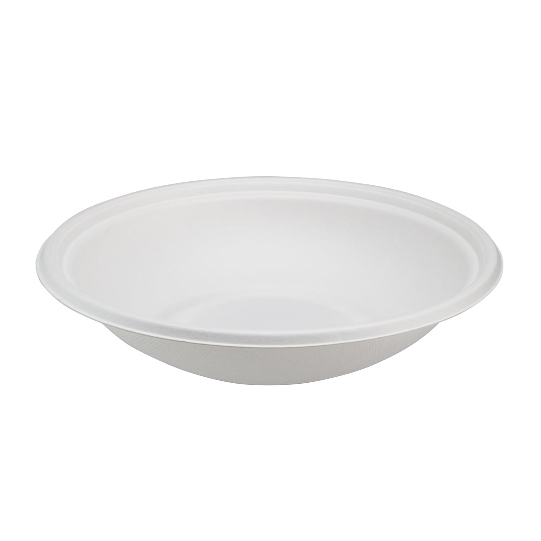 Pulp Tek 32 oz Round White Sugarcane / Bagasse Serving Bowl - 9" x 9" x 2" - 100 count box