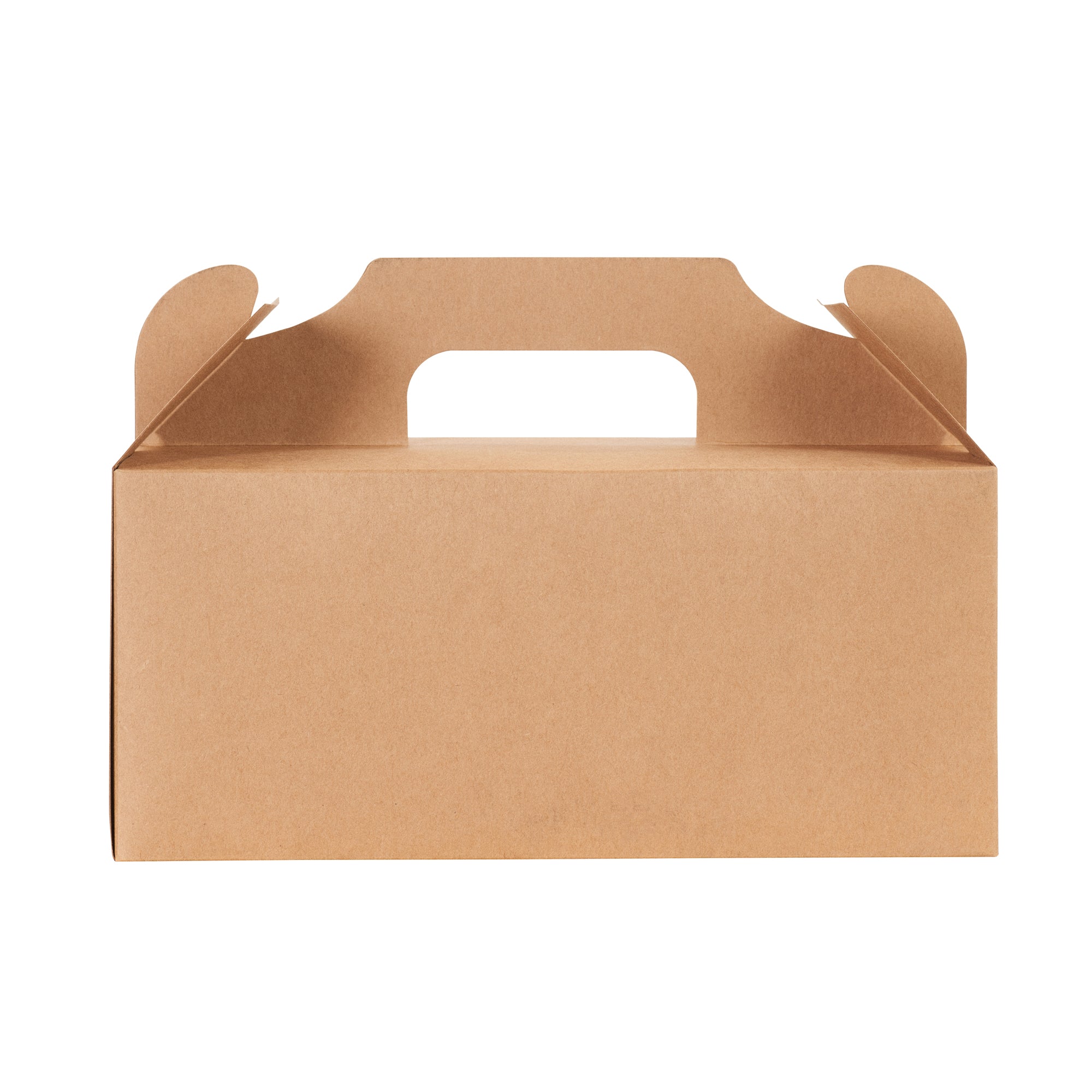 Bio Tek Rectangle Kraft Paper Cake / Lunch Box - with Secure Tab Handle - 10 1/4" x 6" x 6 3/4" - 100 count box