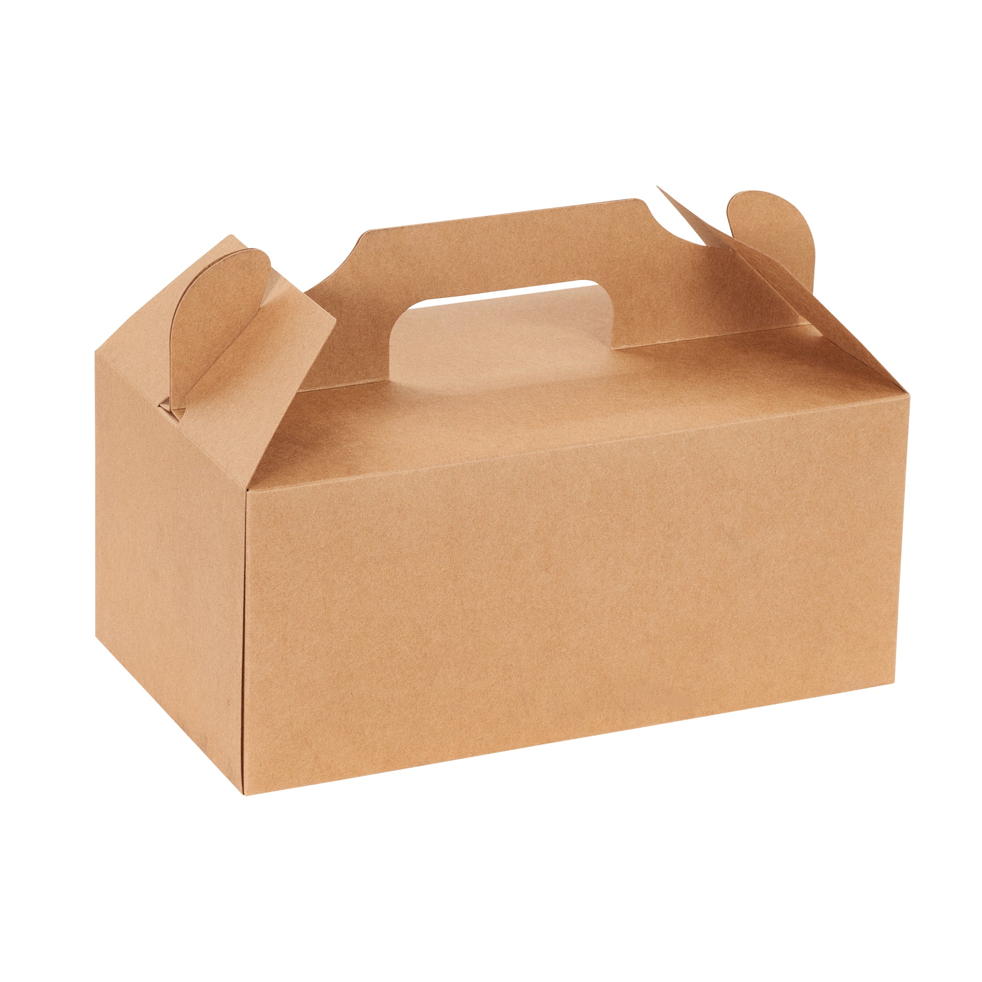 Bio Tek Rectangle Kraft Paper Cake / Lunch Box - with Secure Tab Handle - 10 1/4" x 6" x 6 3/4" - 100 count box