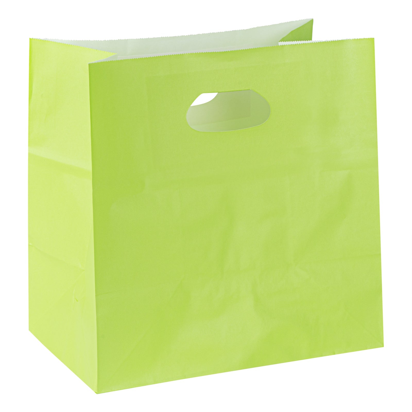 Bag Tek Rectangle Eco Green Paper Take Out Bag - with Handles - 11" x 7" x 11" - 100 count box