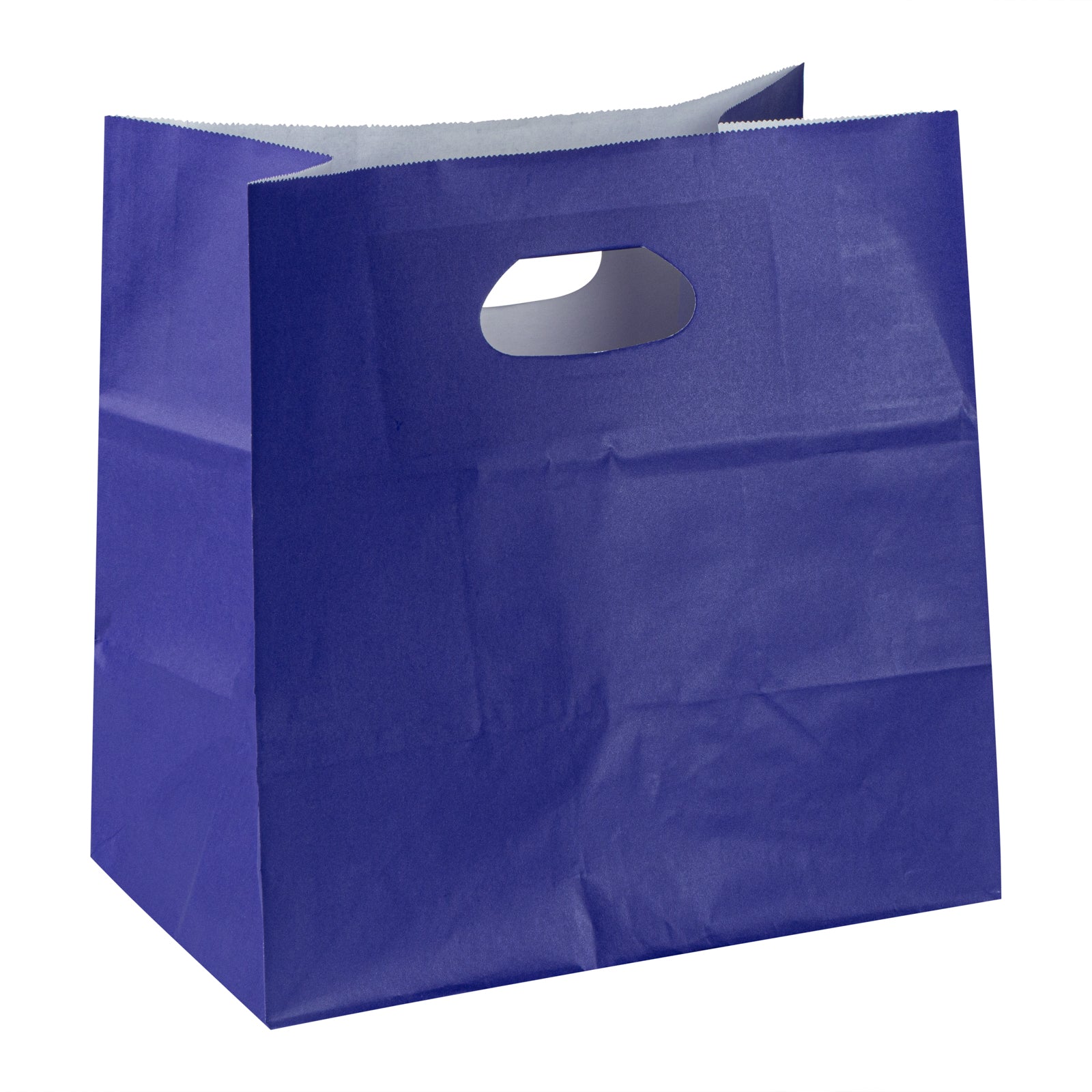 Bag Tek Rectangle Purple Paper Take Out Bag - with Handles - 11" x 7" x 11" - 100 count box