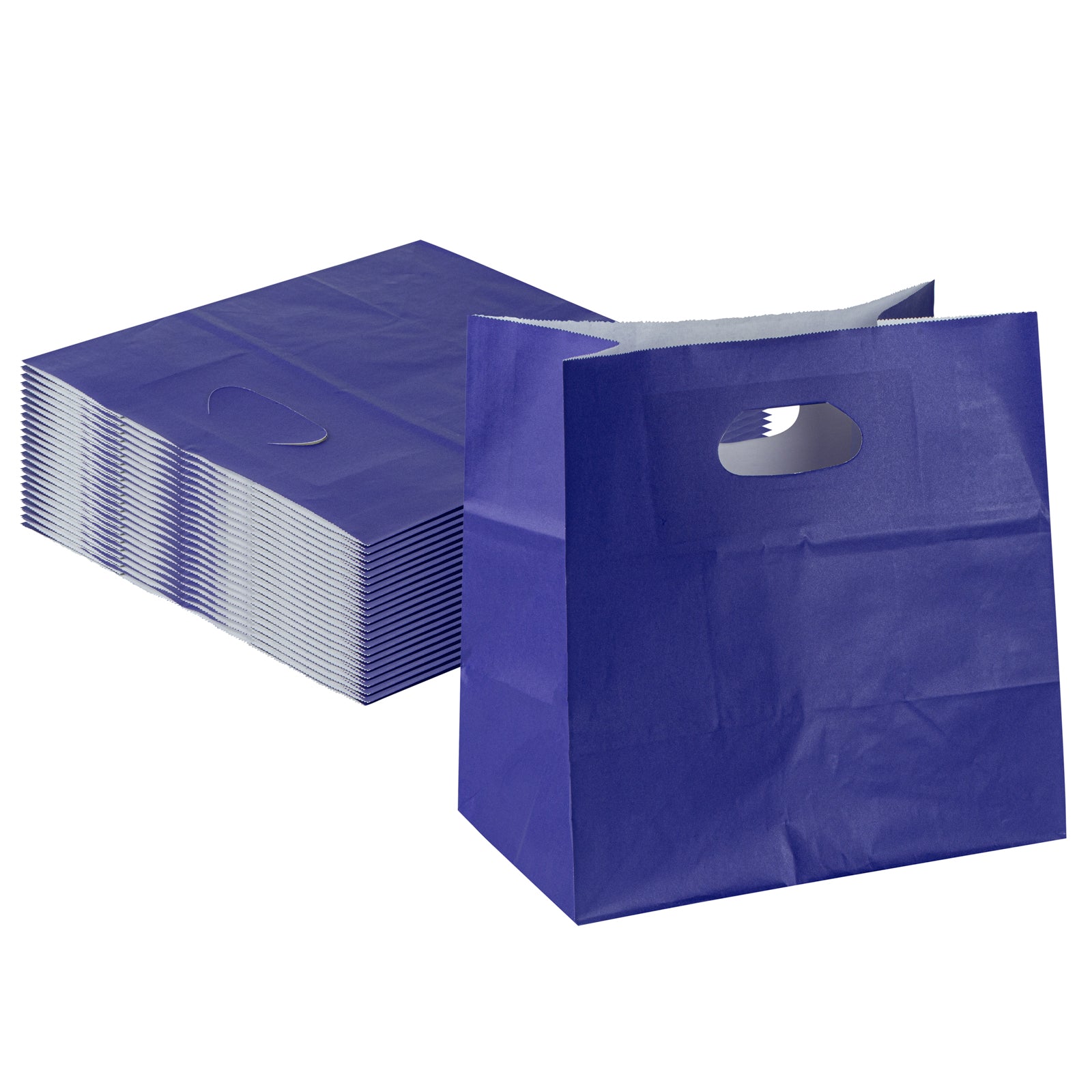 Bag Tek Rectangle Purple Paper Take Out Bag - with Handles - 11" x 7" x 11" - 100 count box